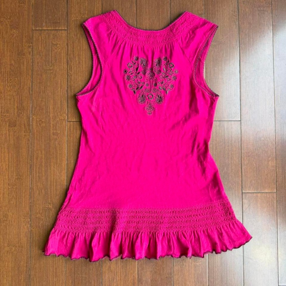 Vintage L.E.I. Fuschia Ruffle Tank - Picture 2 of 6